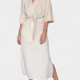 Natalija - Relaxed Dress with V-Neck and Front Knot