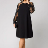 Helena – Elegant Black Dress with Lace Sleeves