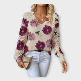 Knitted Sweater with Lace Decorative Details