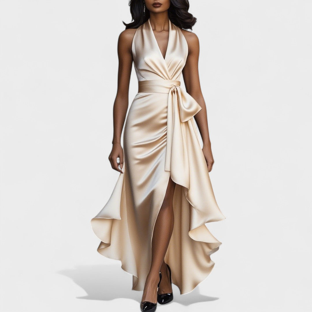 Ema - Elegant Satin Dress with Ruffles