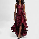 Ema - Elegant Satin Dress with Ruffles