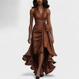 Ema - Elegant Satin Dress with Ruffles