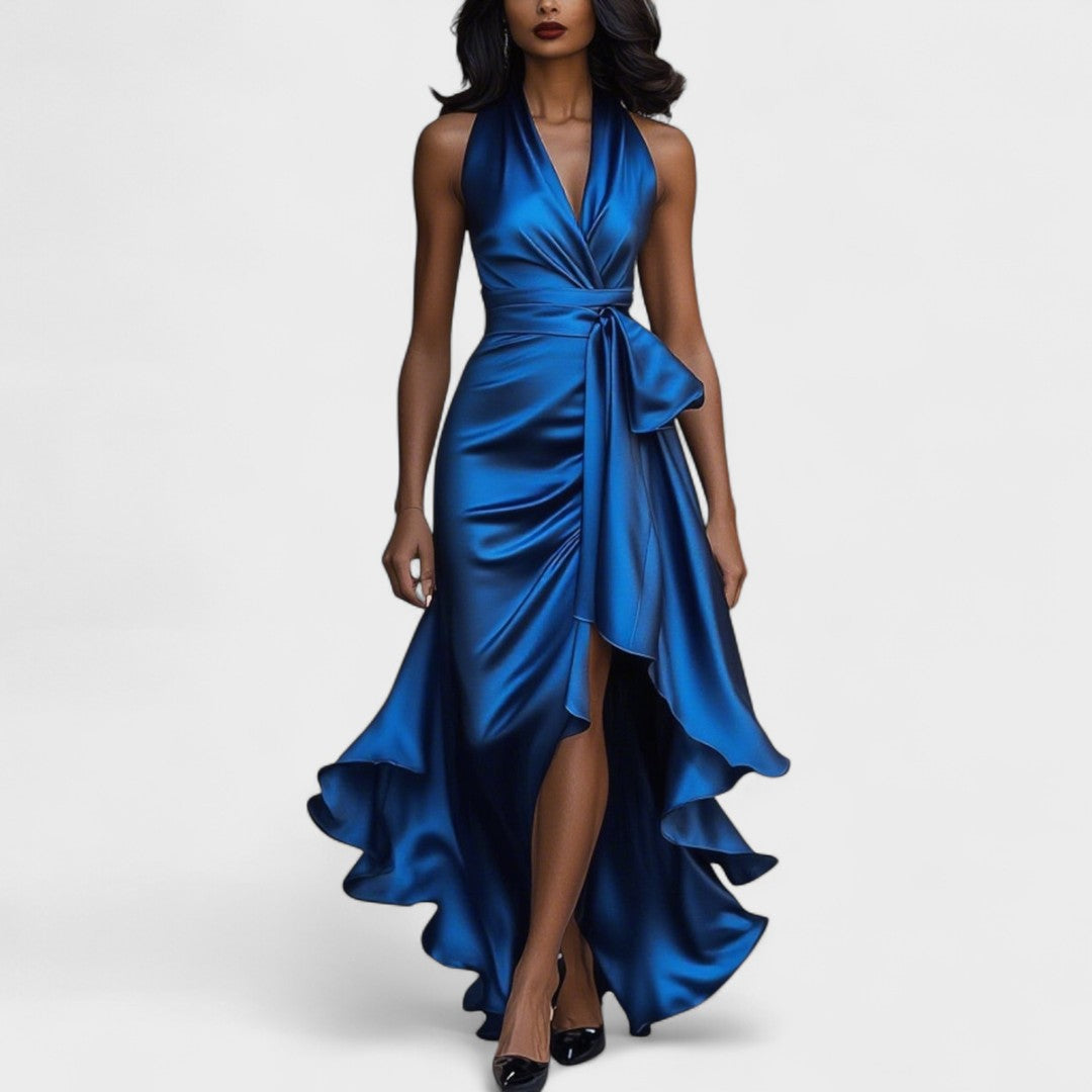 Ema - Elegant Satin Dress with Ruffles