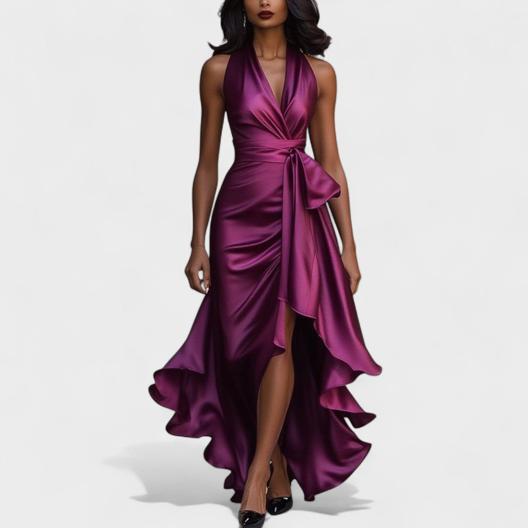 Ema - Elegant Satin Dress with Ruffles