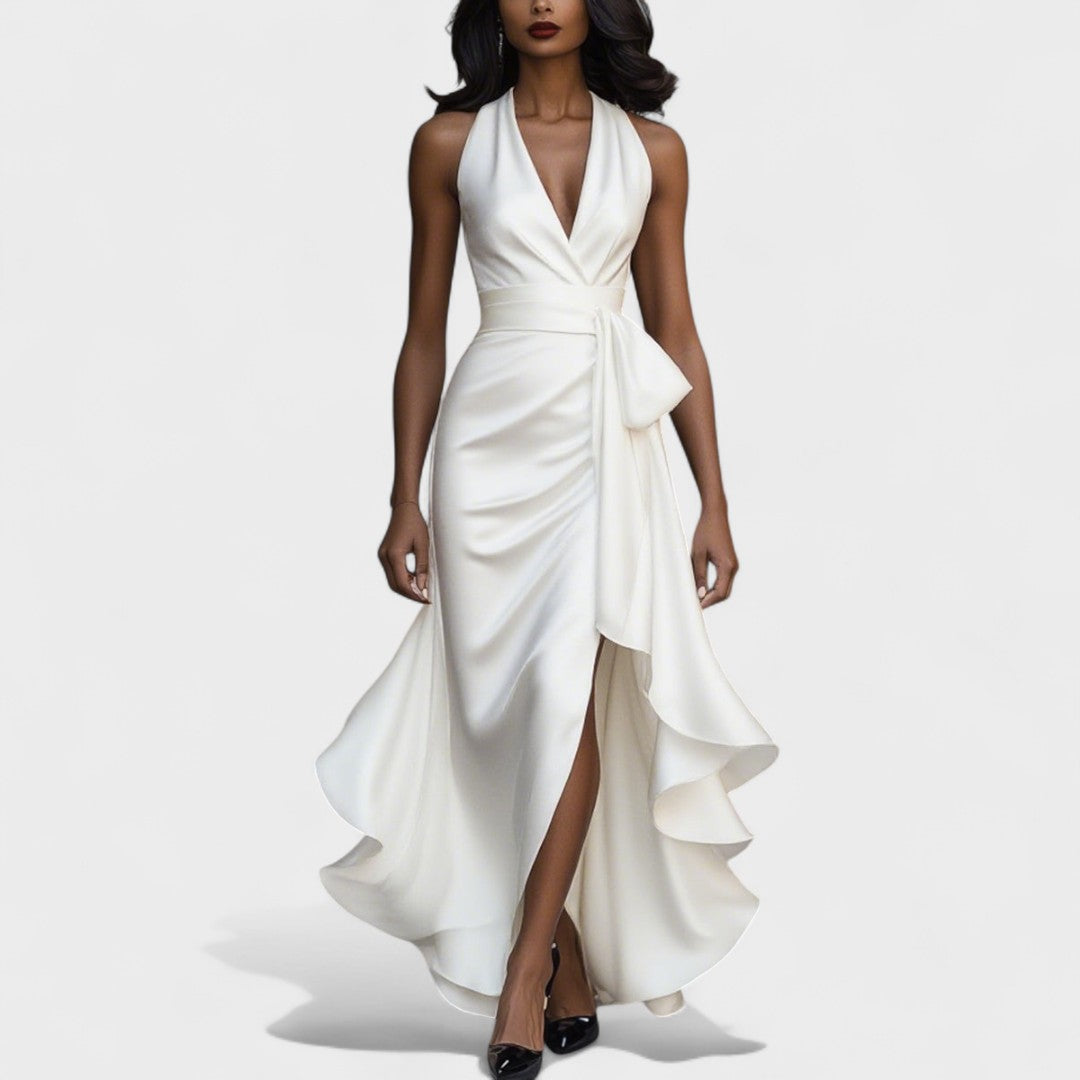 Ema - Elegant Satin Dress with Ruffles