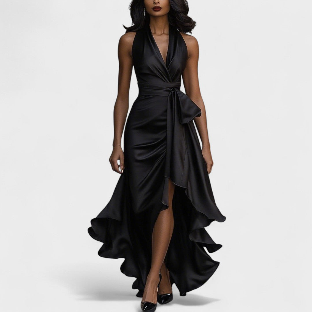 Ema - Elegant Satin Dress with Ruffles