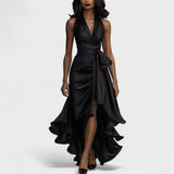 Ema - Elegant Satin Dress with Ruffles