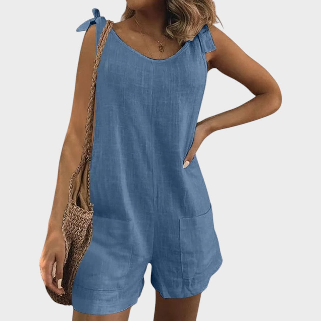 Petra - Jumpsuit with Ties on Shoulders and Pockets