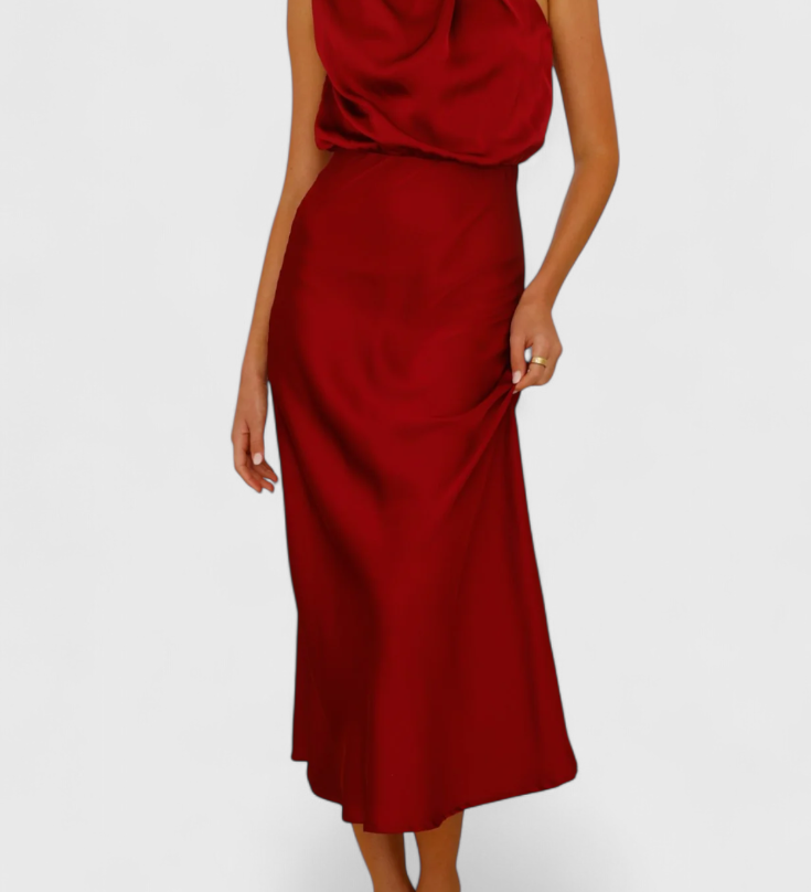 Rina - Elegant Dress with Draped Collar
