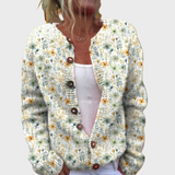 Knitted Sleeveless Vest with Floral Pattern