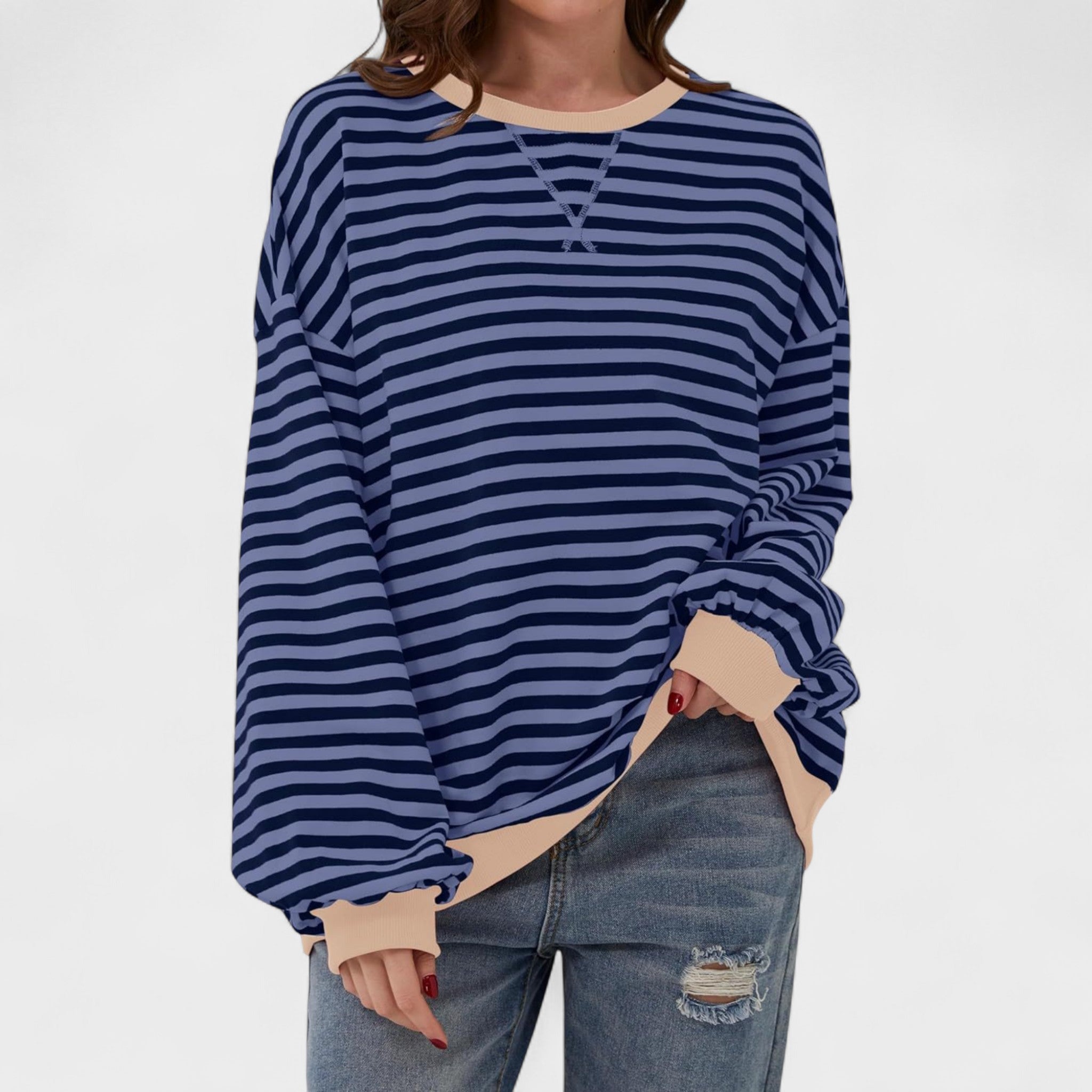 Ksenija - Striped sweater with long sleeves and round neckline
