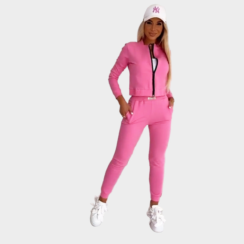 Women's 3-Piece Sports Set with Zipper and Comfortable Fit