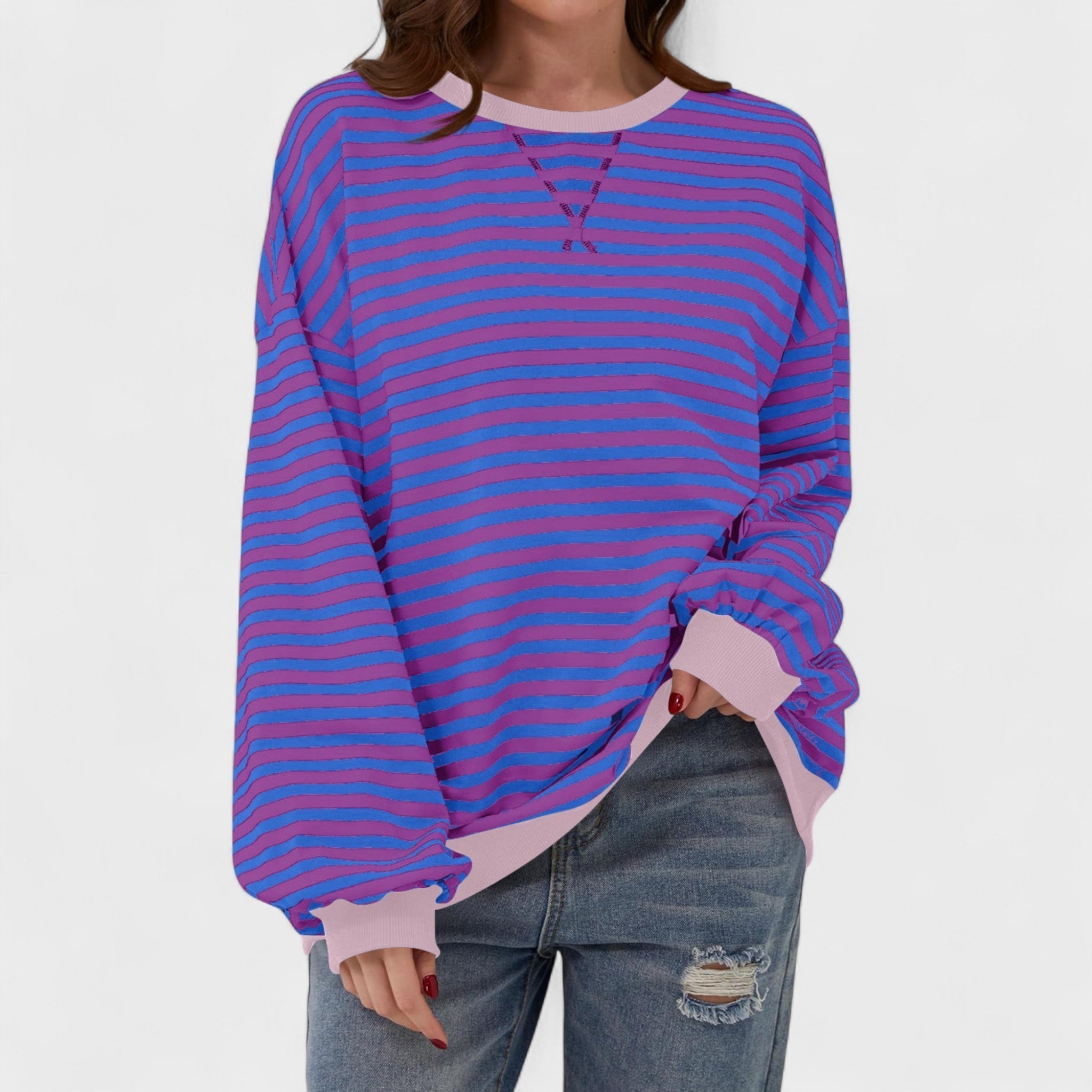 Ksenija - Striped sweater with long sleeves and round neckline
