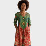 Klara - Long Dress with Retro Floral Pattern