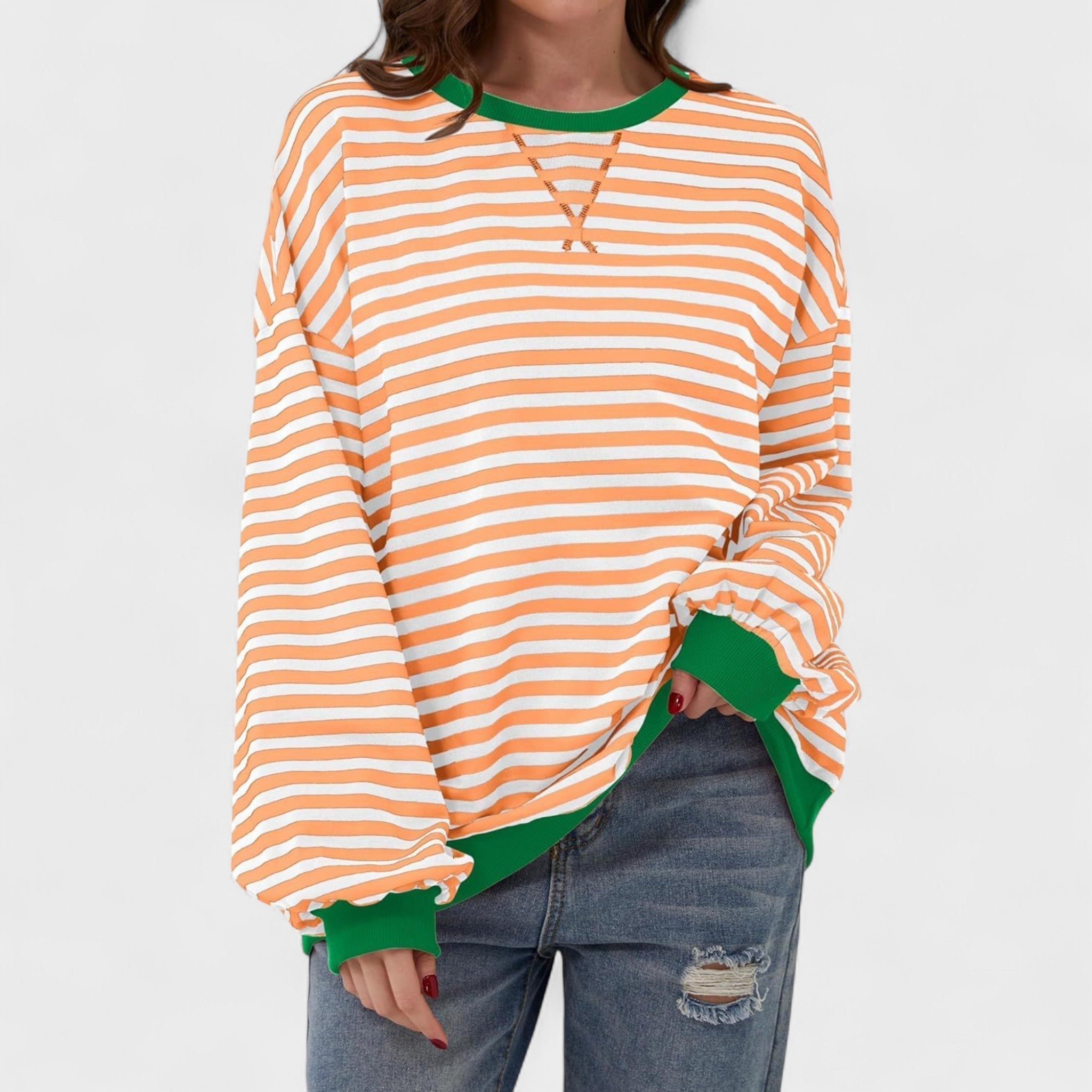 Ksenija - Striped sweater with long sleeves and round neckline