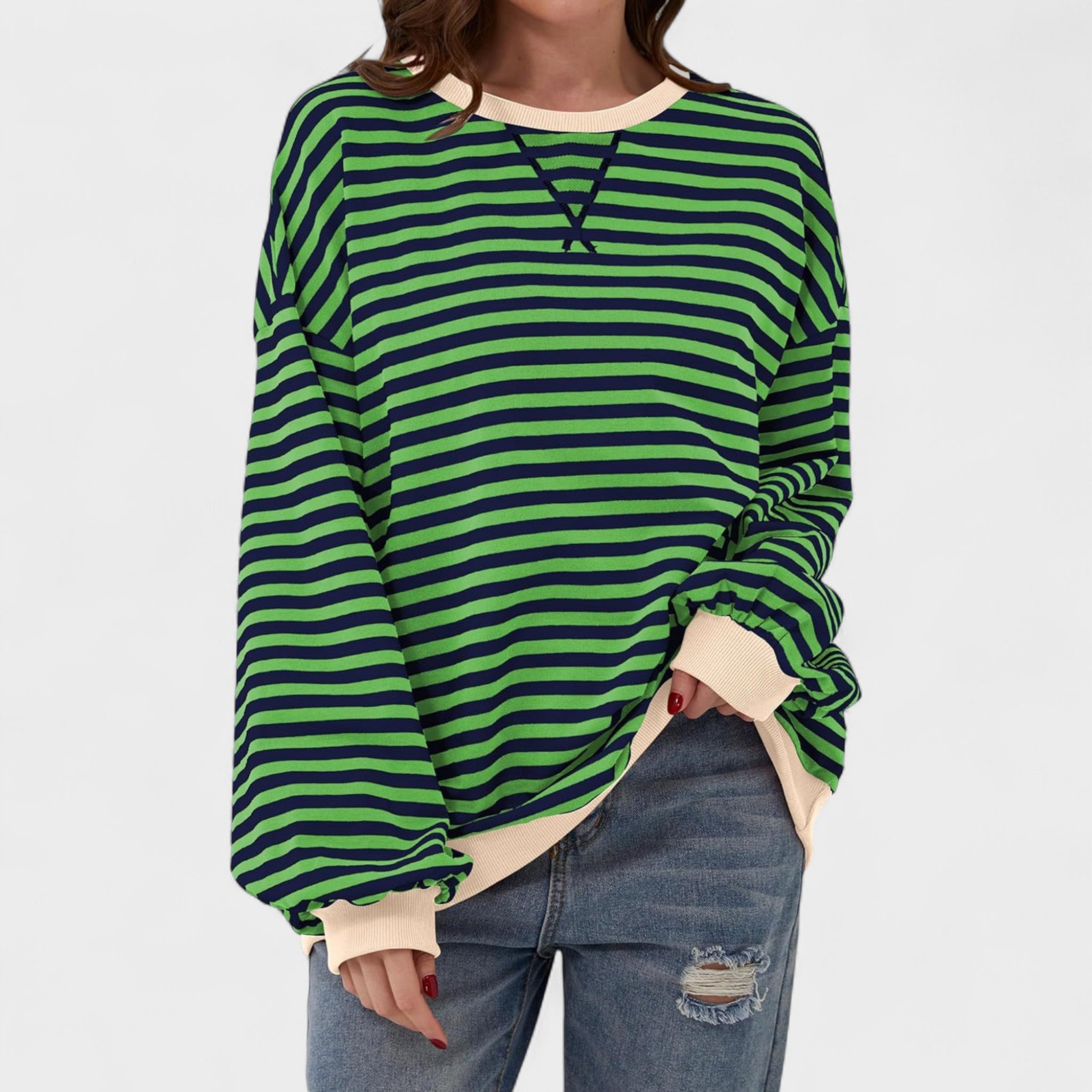 Ksenija - Striped sweater with long sleeves and round neckline