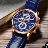 Chronograph watch with premium leather strap