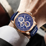 Chronograph watch with premium leather strap