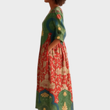 Klara - Long Dress with Retro Floral Pattern