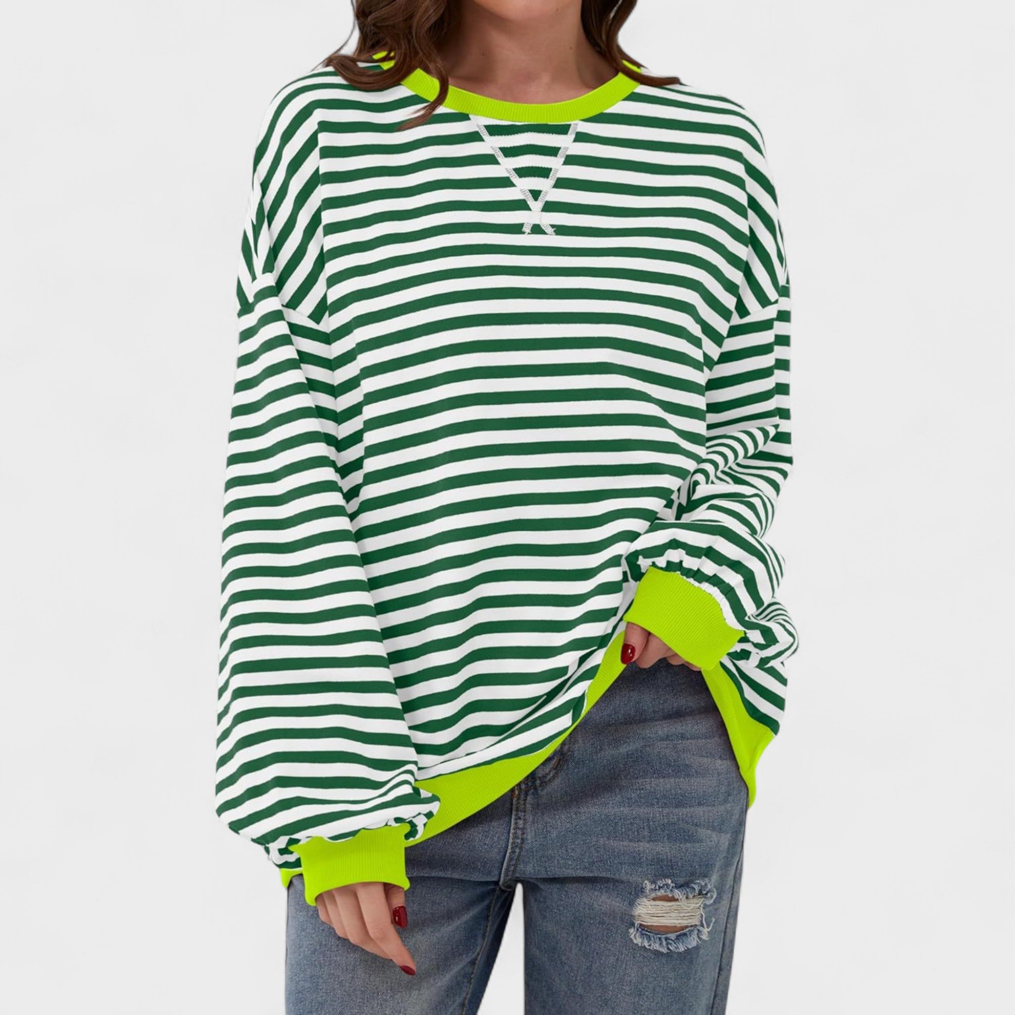 Ksenija - Striped sweater with long sleeves and round neckline