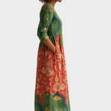 Klara - Long Dress with Retro Floral Pattern