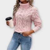 Amelija – Elegant Sweater with Mesh Turtleneck
