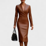 Lada - Fitted Dress Made of Faux Leather