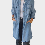 Jeans shirt with long sleeves and a classic collar