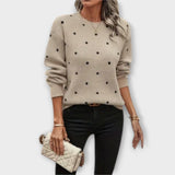 Ava – Comfortable Knitted Sweater with Long Sleeves and Polka Dot Pattern