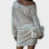 Jessica – Shiny Dress with Exposed Shoulders