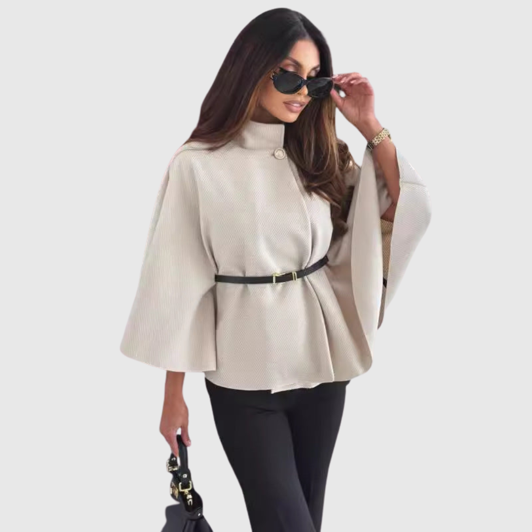 Lea – Elegant Coat with Butterfly Sleeves and Belt