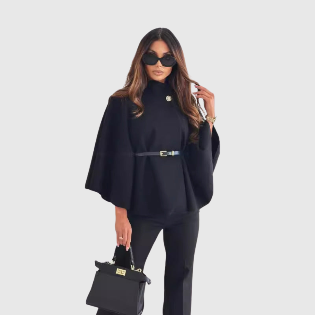 Lea – Elegant Coat with Butterfly Sleeves and Belt