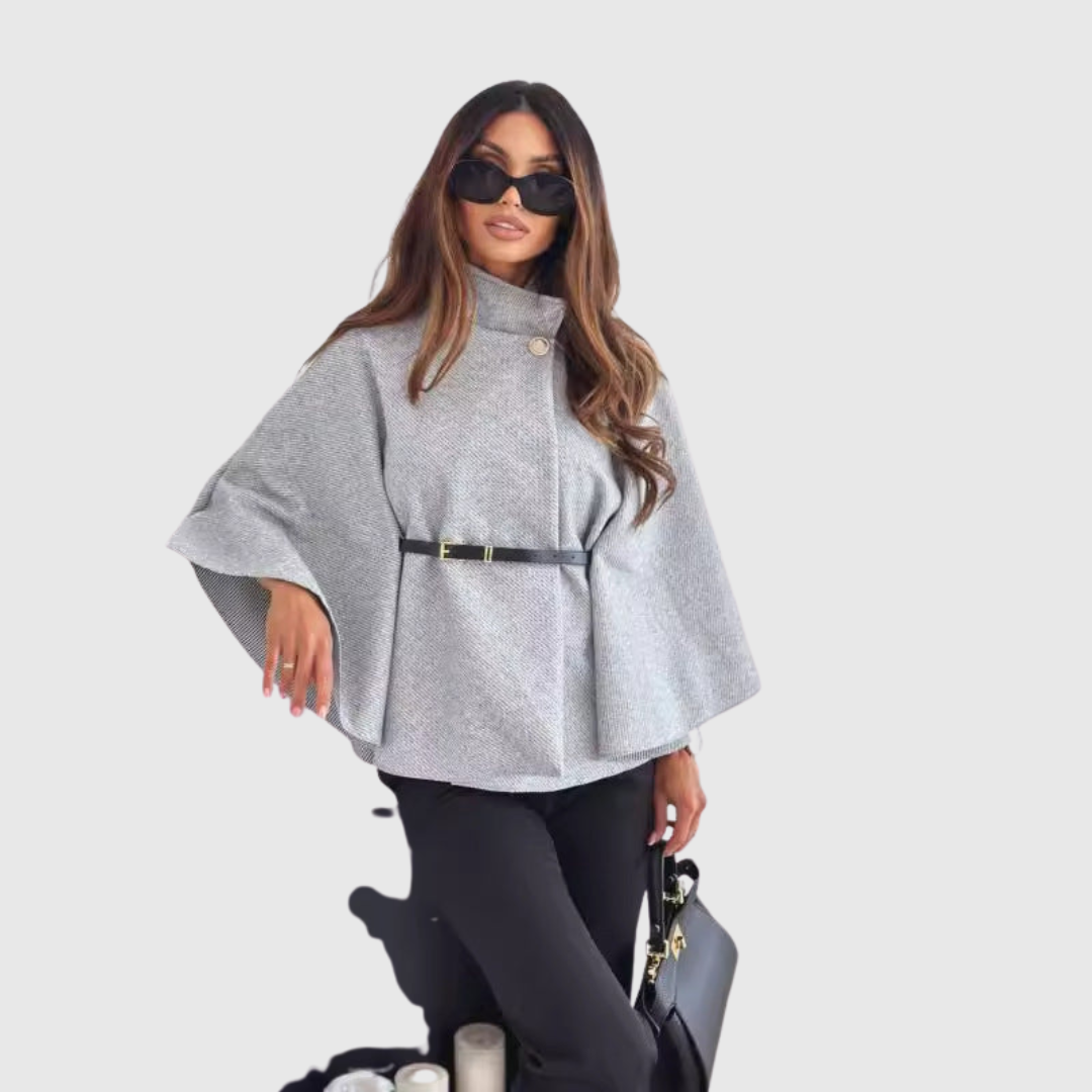 Lea – Elegant Coat with Butterfly Sleeves and Belt