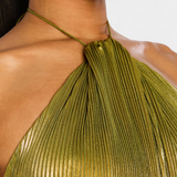 Emma - Metallic Dress with Open Back and High Slit
