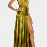 Emma - Metallic Dress with Open Back and High Slit