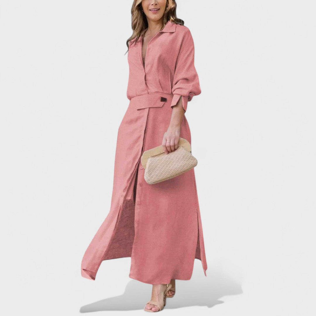 Gordana - Elegant long dress with V-neck for special occasions.
