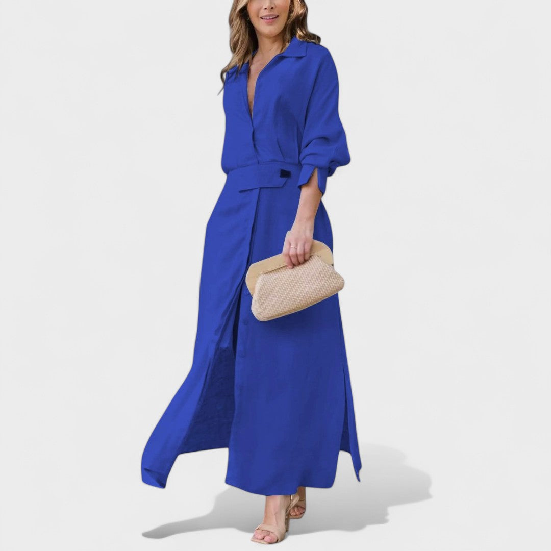 Gordana - Elegant long dress with V-neck for special occasions.