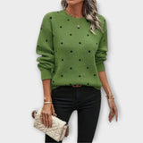 Ava – Comfortable Knitted Sweater with Long Sleeves and Polka Dot Pattern