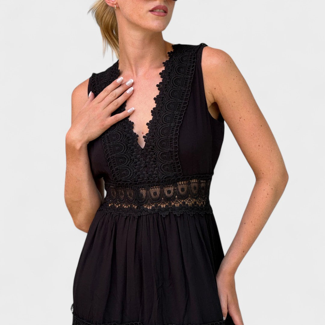 Elena - Elegant Lace Dress with V-Neck