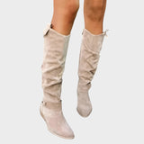 Tila - Leather Knee-High Boots with Divine Zipper