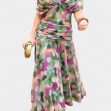 Florendra | Long Floral Dress with V-Neck