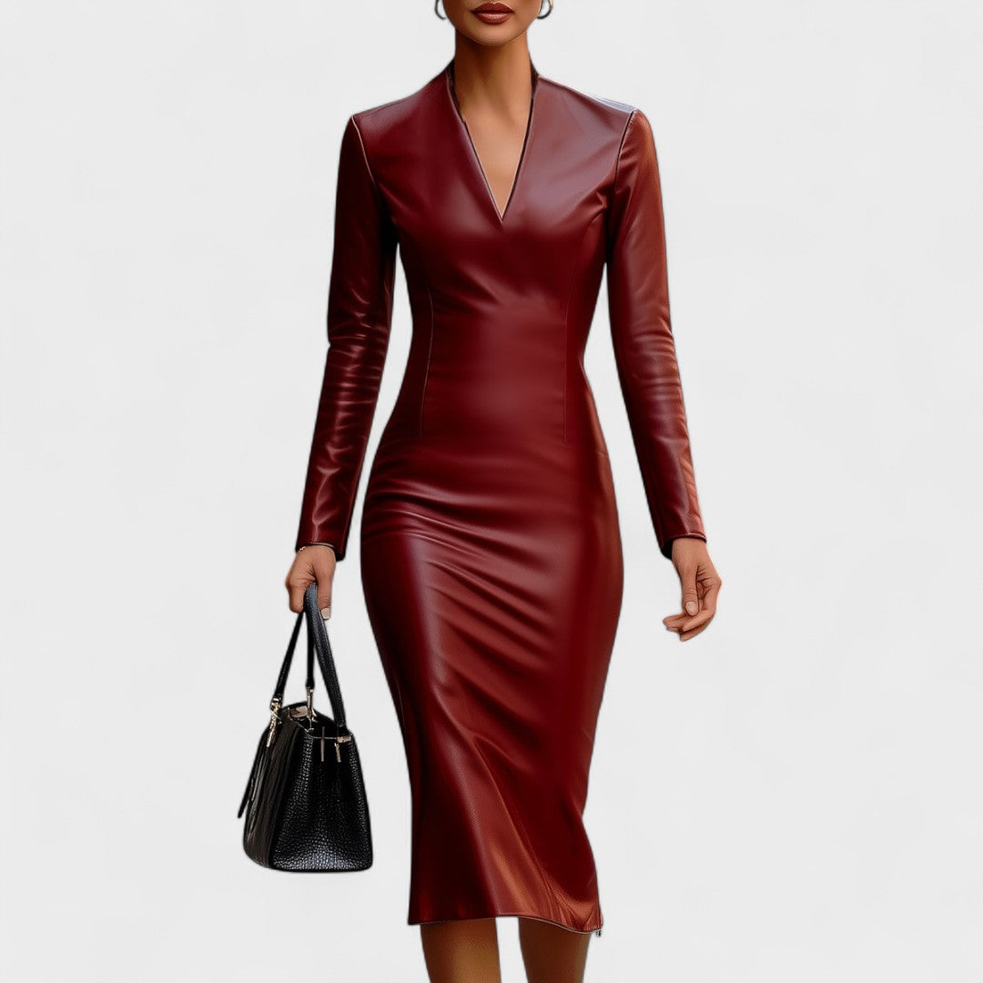 Lada - Fitted Dress Made of Faux Leather