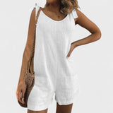 Short Summer Dress with Shoulder Pockets and Ties