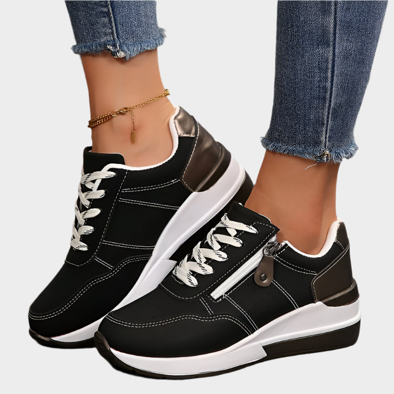 Orthopedic Shoes with Patent Zipper and Thick Sole