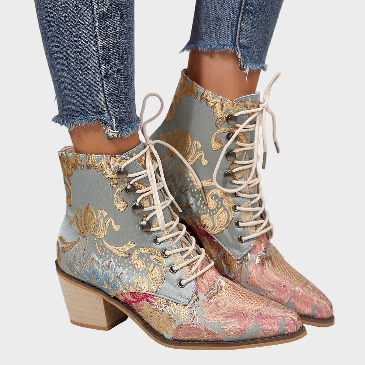 Biserka - Leather Boots with Flowers