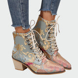 Biserka - Leather Boots with Flowers