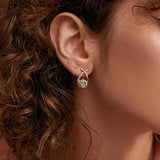Earrings with a Gold Cross and Zirconia