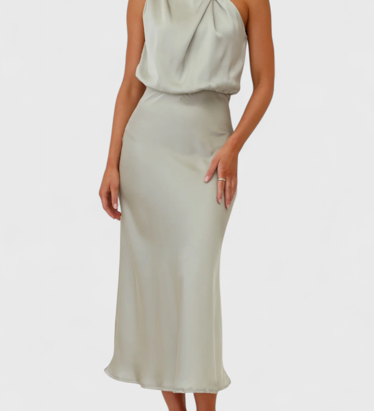 Rina - Elegant Dress with Draped Collar