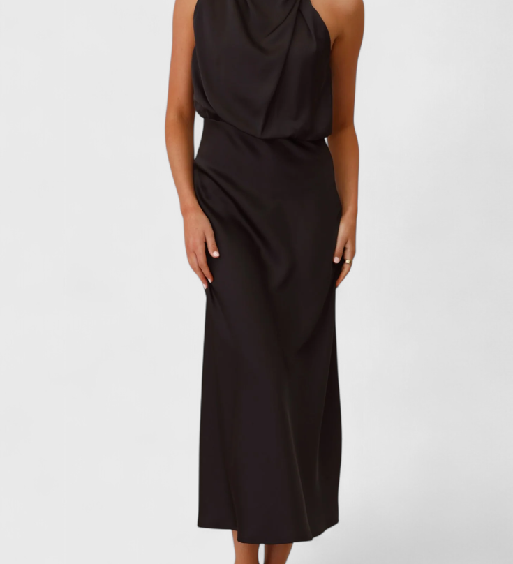 Rina - Elegant Dress with Draped Collar