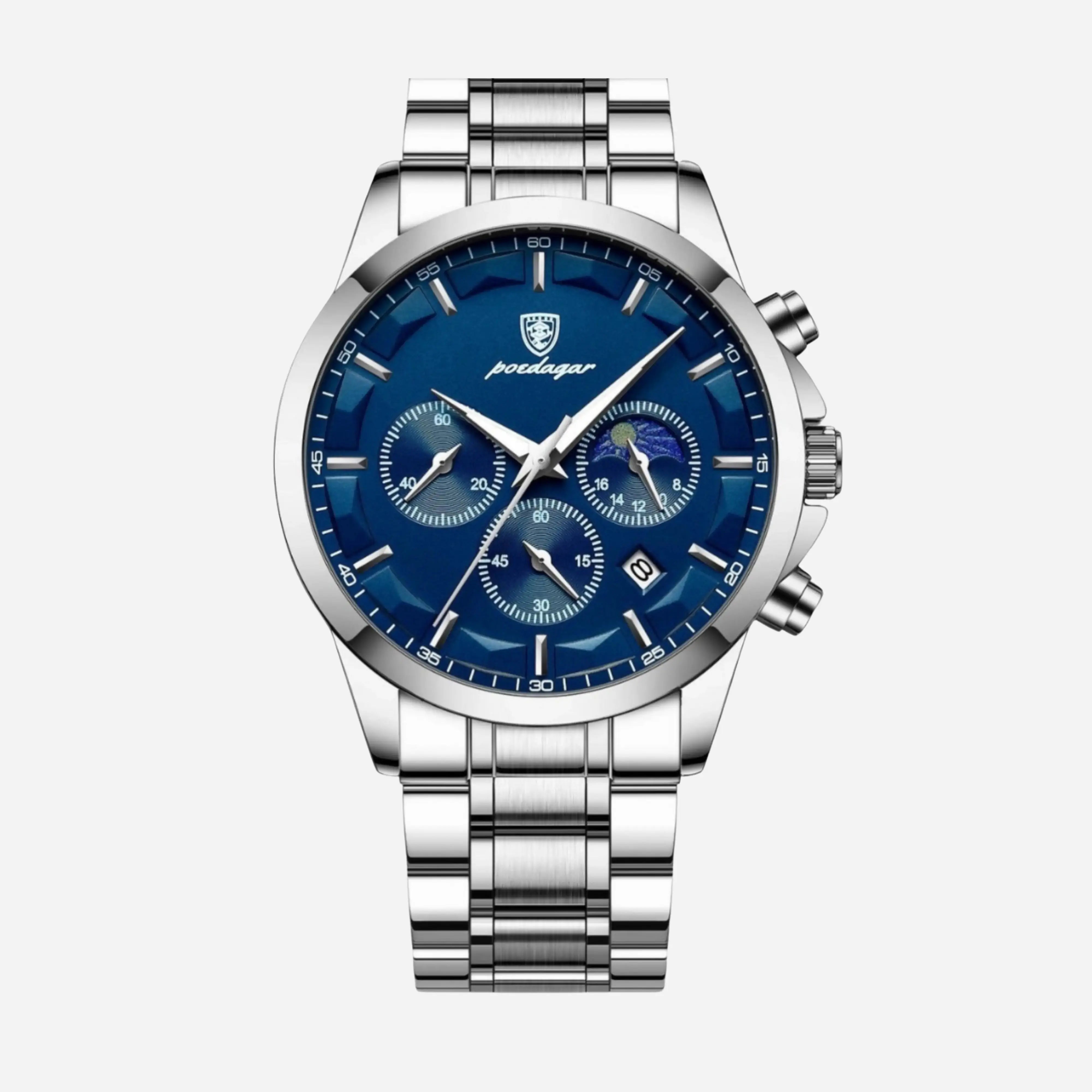 Luxury Sports Men's Watch with Quartz Movement, Chronograph, and Leather Strap